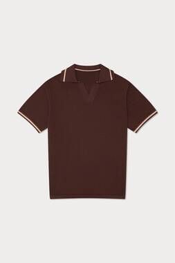 NEW MAVRANS men's crochet polo in chocolate